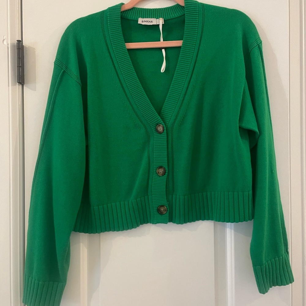 Vibrant Green Button-Up Cardigan
